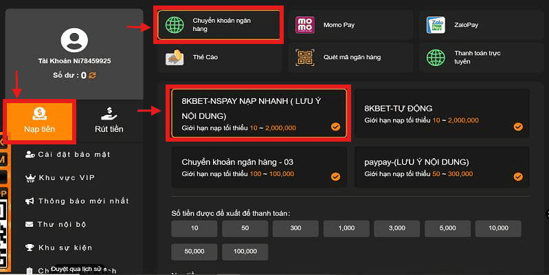 5 Thao Tác Nạp Tiền 8Kbet Siêu Tốc Chỉ Trong Vài Phút